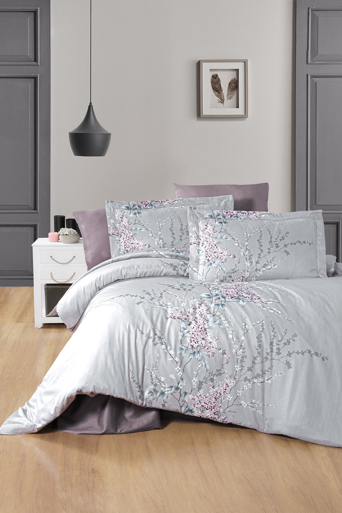 Wisteria %100 Pamuk Saten 200 TC (80 Tel) Nevresim Takımı Leylak