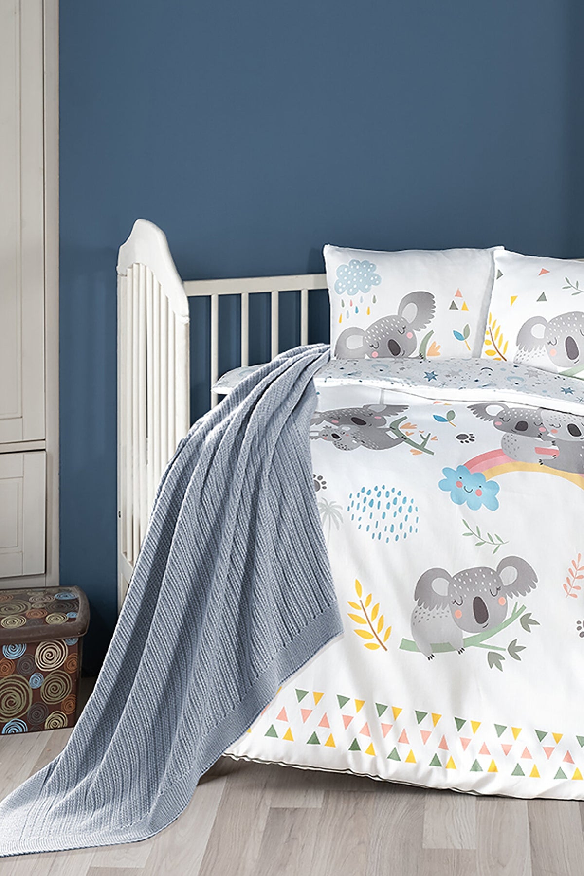 Koala %100 Pamuk Dijital Baskılı Bebek Nevresim Takımı - Battaniyeli Gri