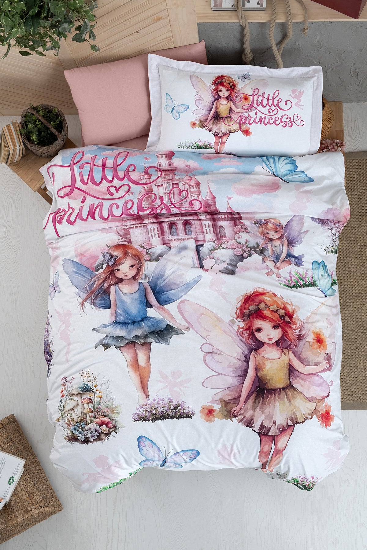 Princess %100 Pamuk 150 TC (60 Tel) Ranforce Nevresim Takımı Pudra