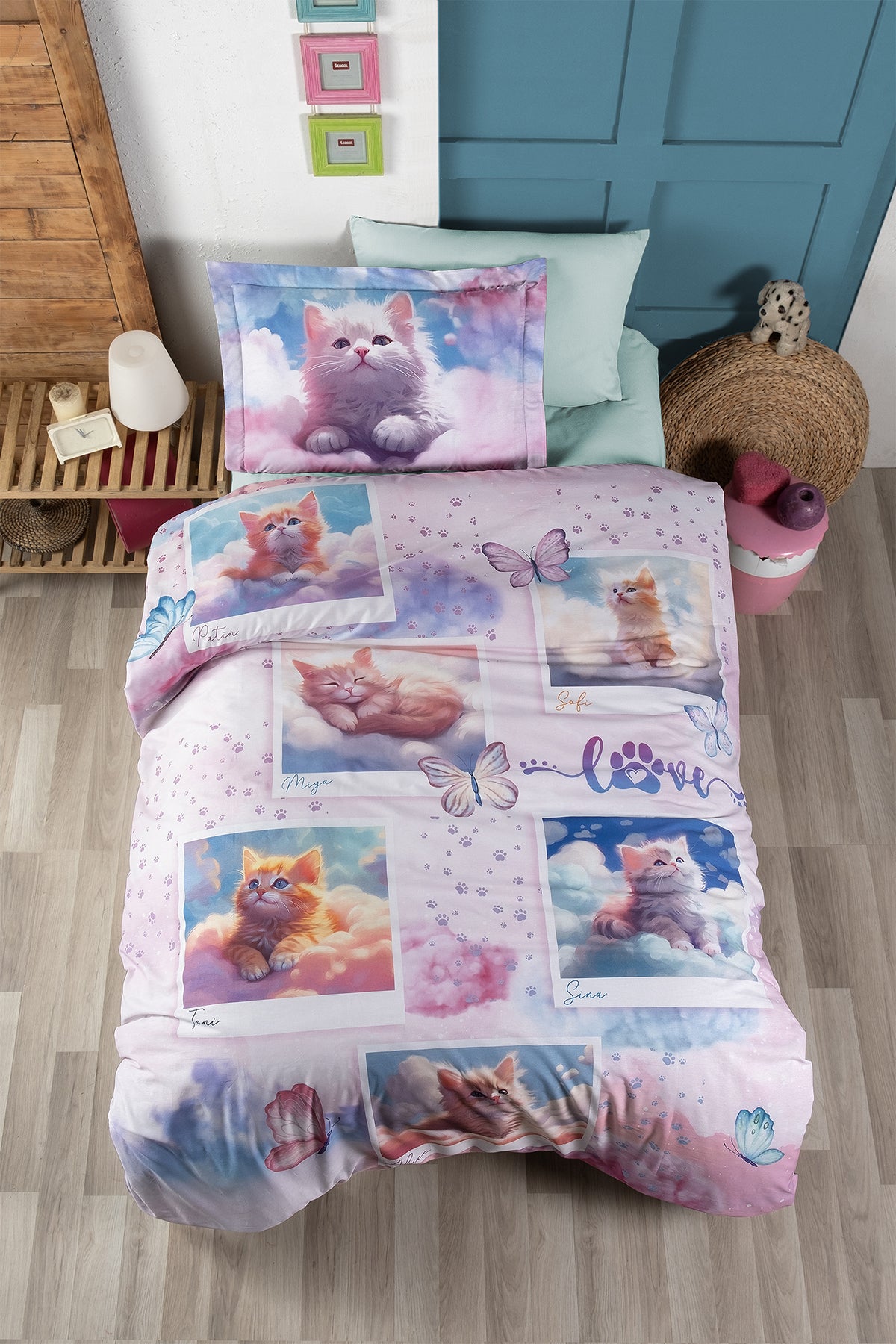 Cute %100 Pamuk 150 TC (60 Tel) Ranforce Nevresim Takımı Yeşil