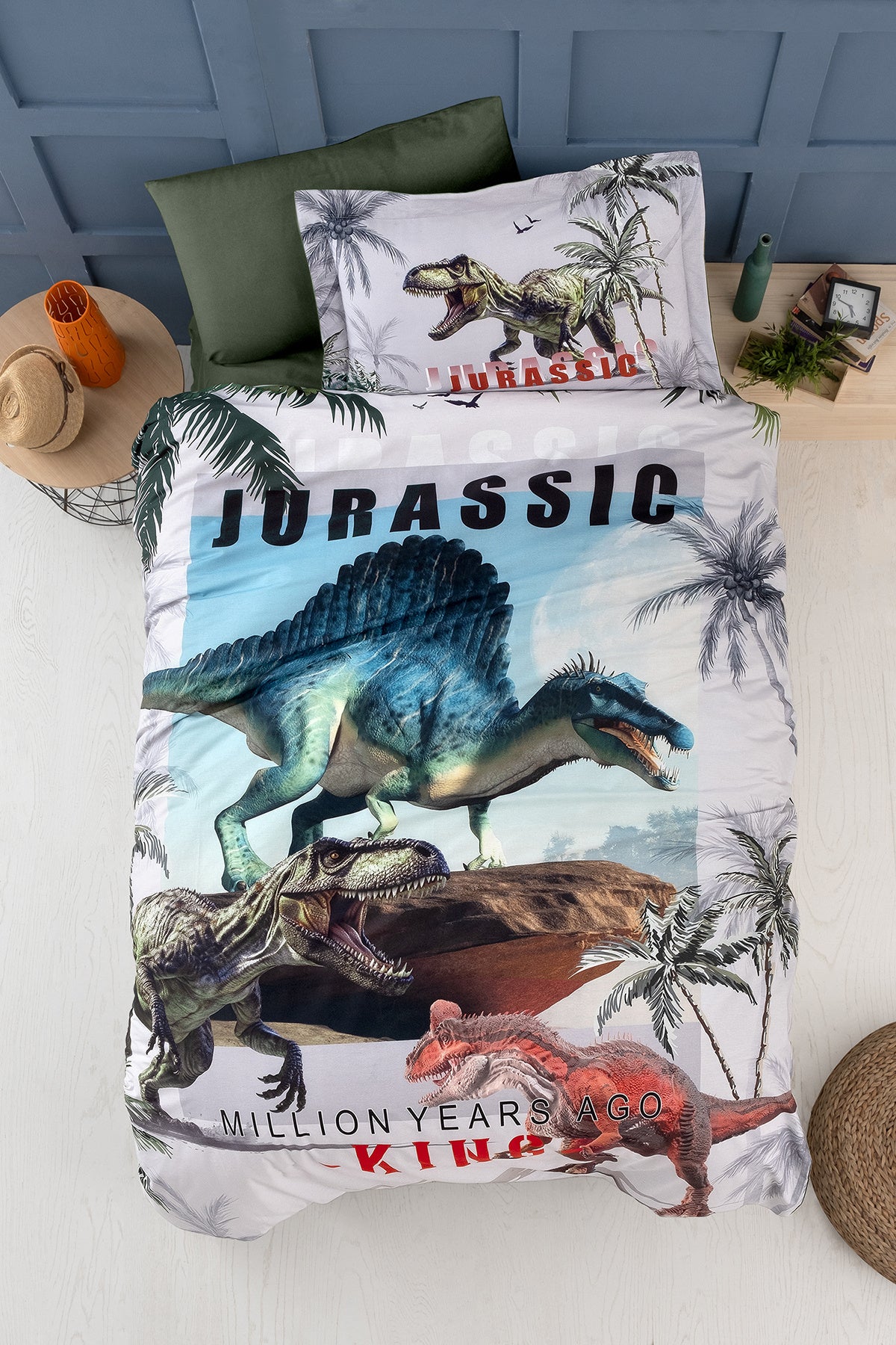 Jurassic %100 Pamuk 150 TC (60 Tel) Ranforce Nevresim Takımı Yeşil