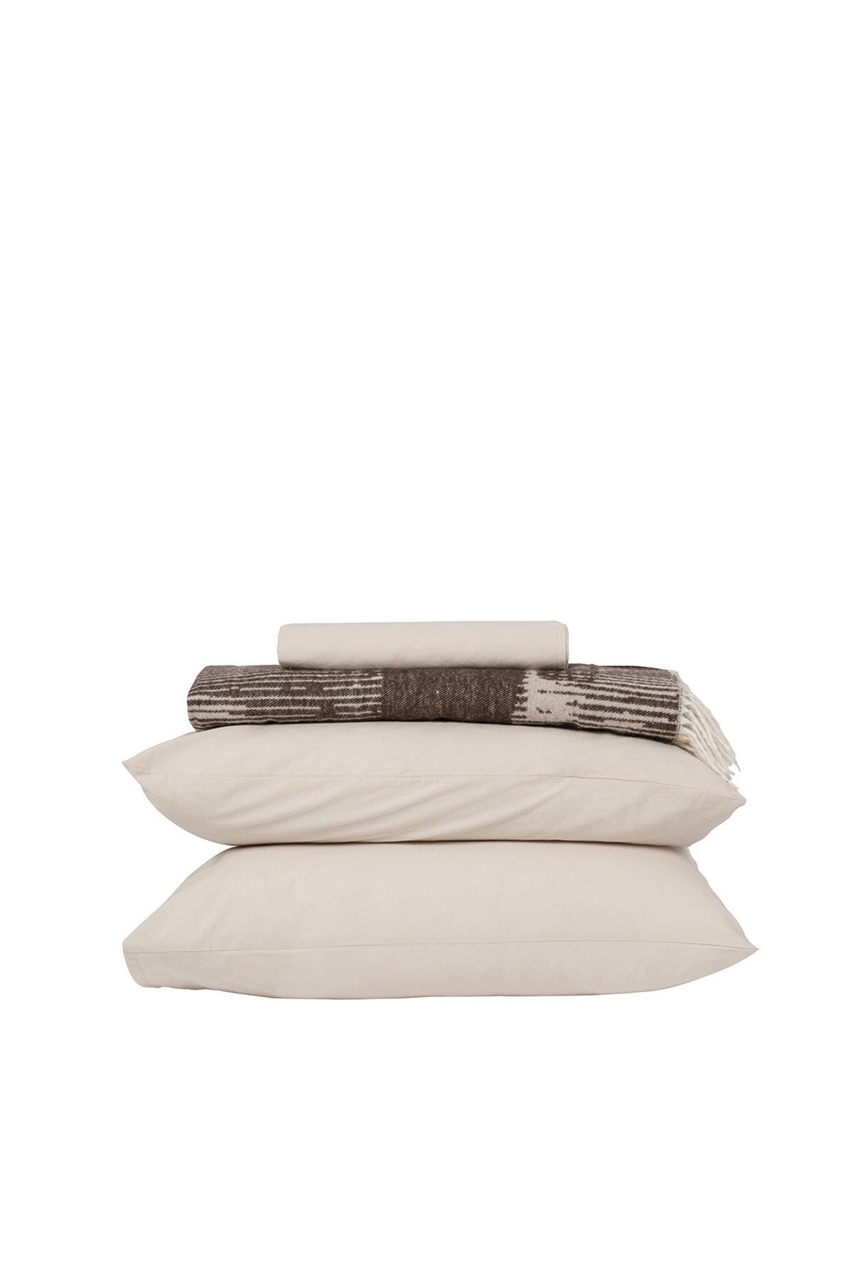 Manora Jakarlı Battaniye & Çarşaf Seti Kahverengi-6