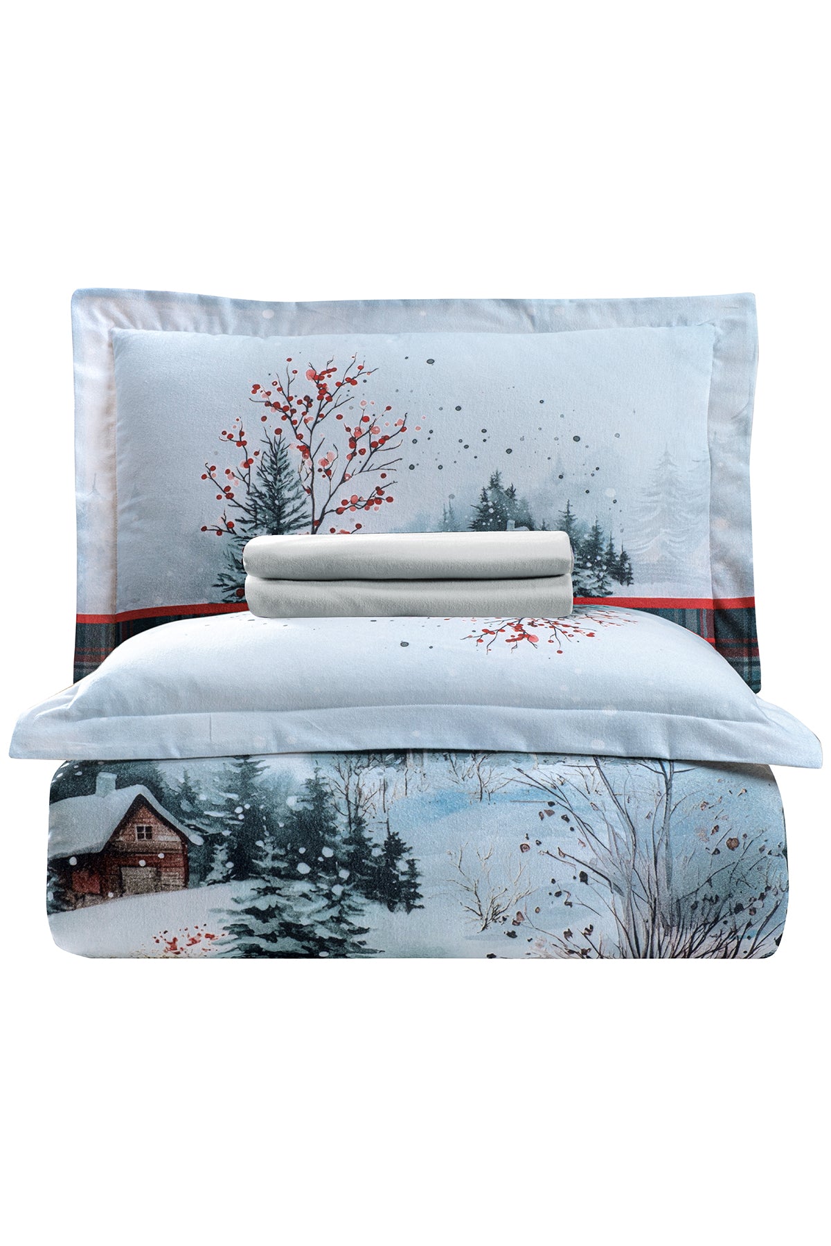 Arlo %100 Pamuk Superior Flanel Nevresim Takımı Lacivert-3