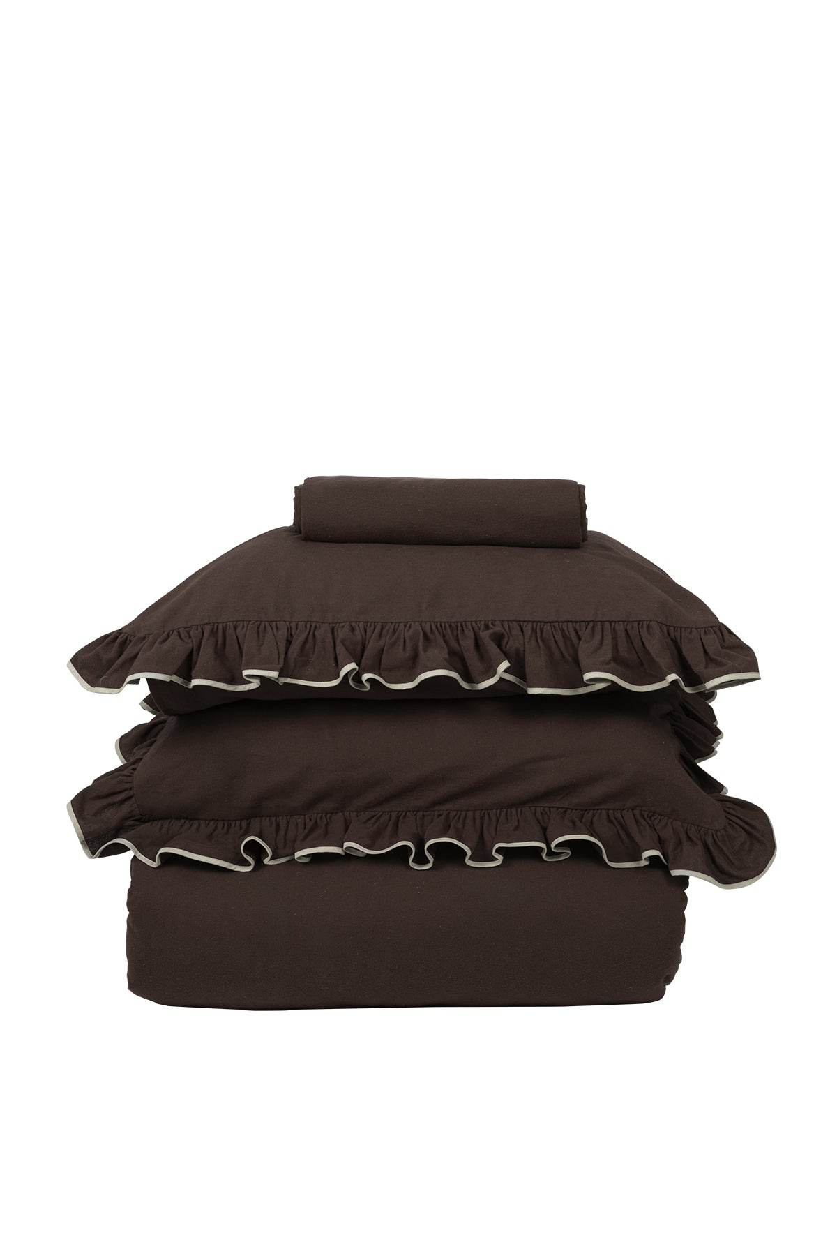 Josef %100 Pamuk Superior Flanel Nevresim Takımı Kahverengi-6