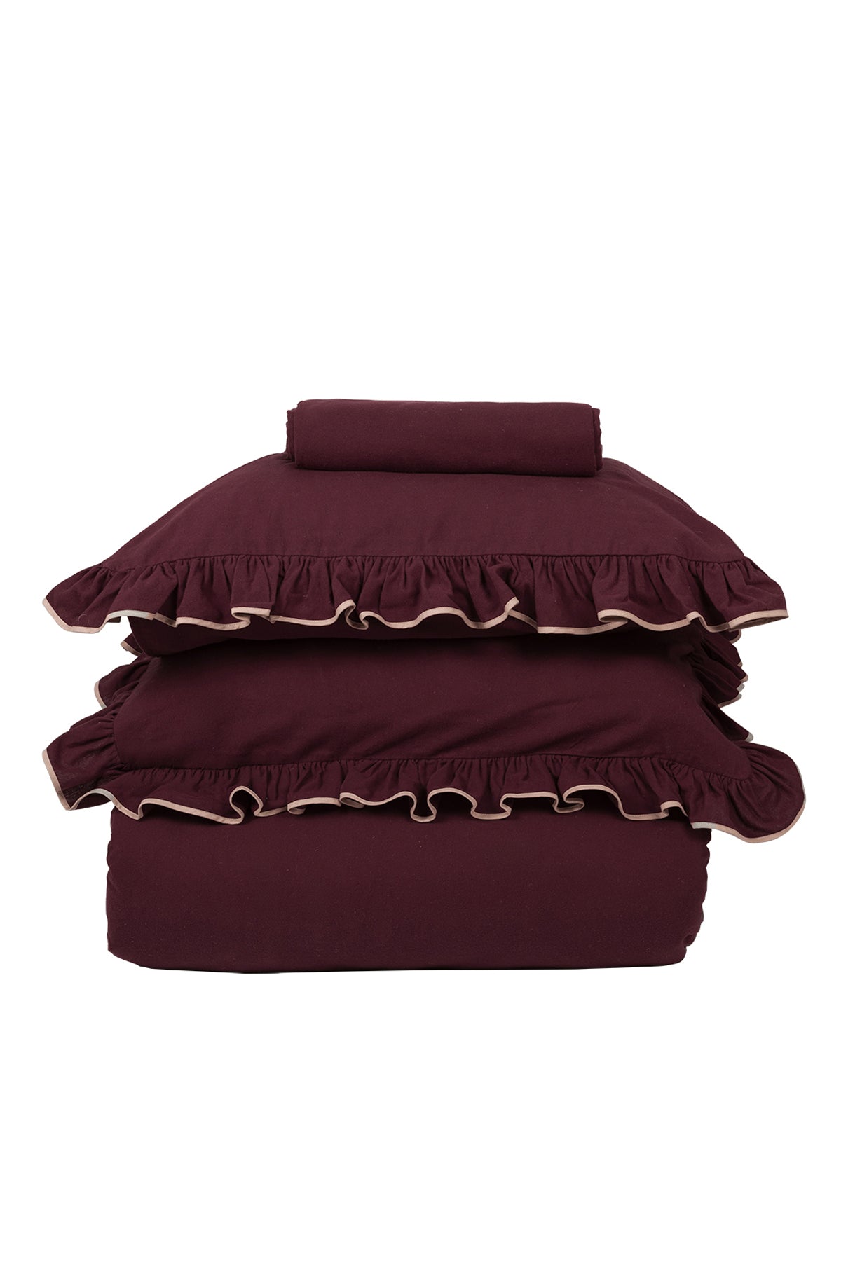 Josef %100 Pamuk Superior Flanel Nevresim Takımı Vişne-6