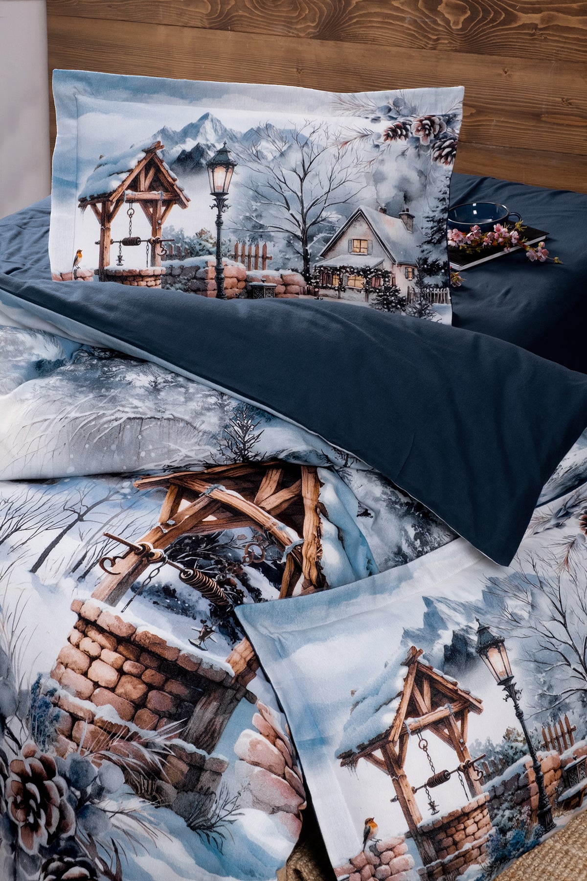 Simetra %100 Pamuk Superior Flanel Nevresim Takımı Mavi-2