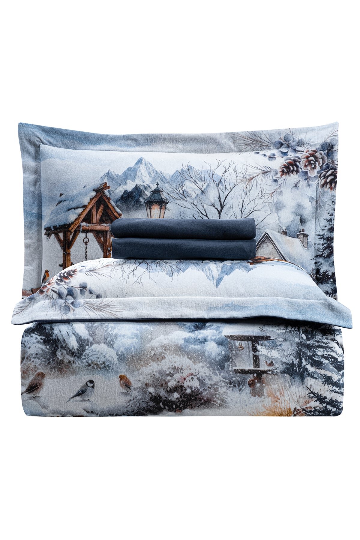 Simetra %100 Pamuk Superior Flanel Nevresim Takımı Mavi-3