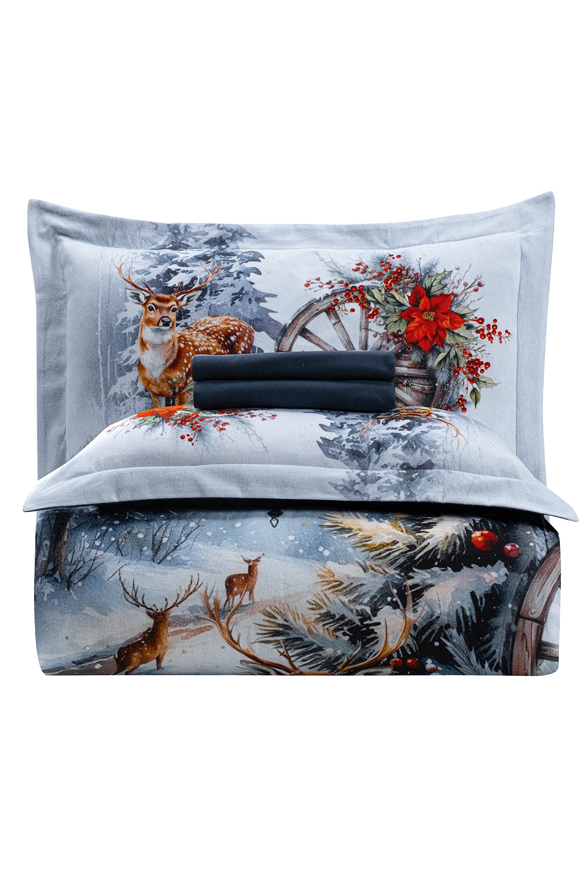 Solera %100 Pamuk Superior Flanel Nevresim Takımı Lacivert-3