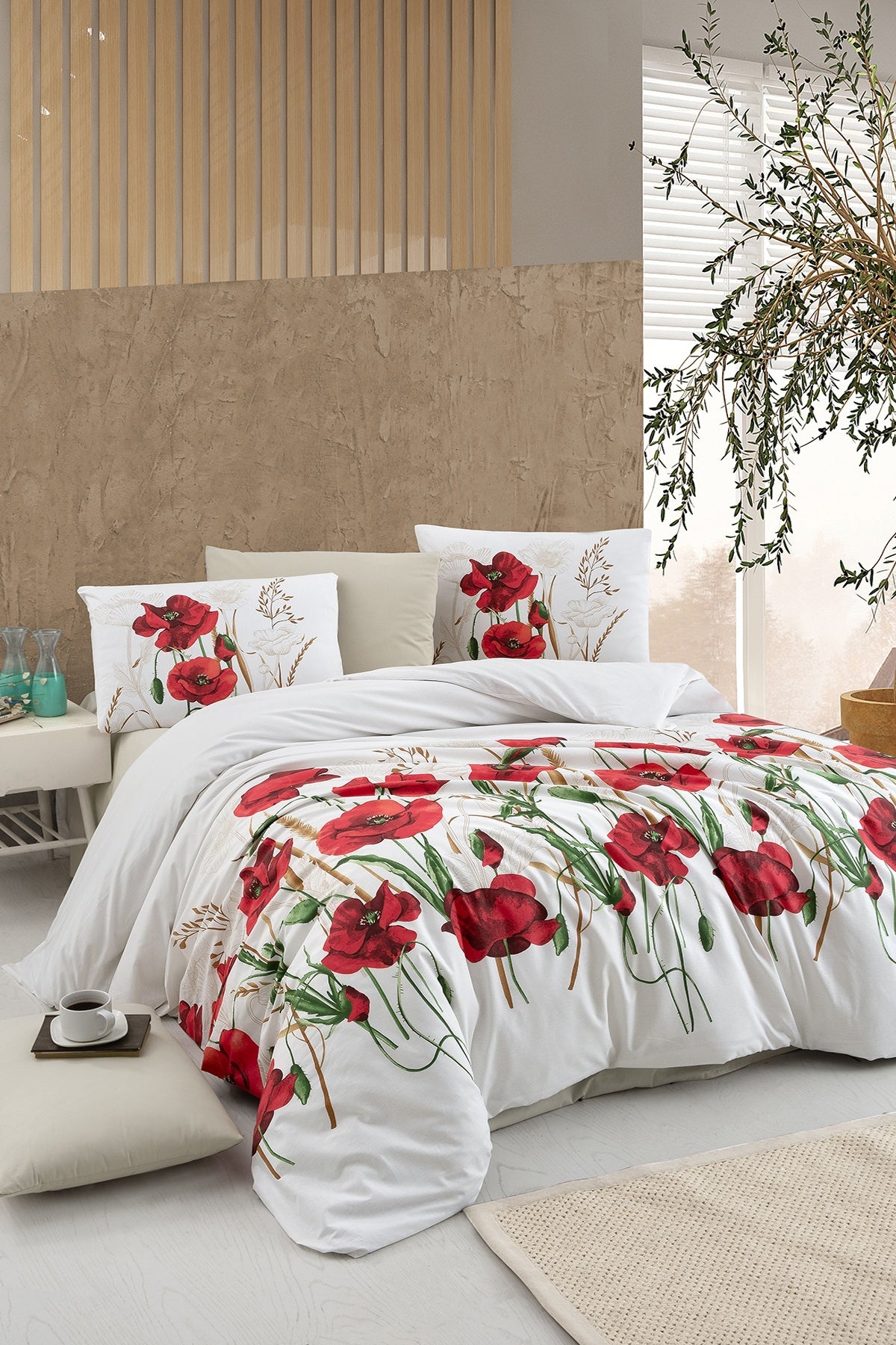 Lita %100 Pamuk 150 TC (60 Tel) Ranforce Nevresim Takımı Krem