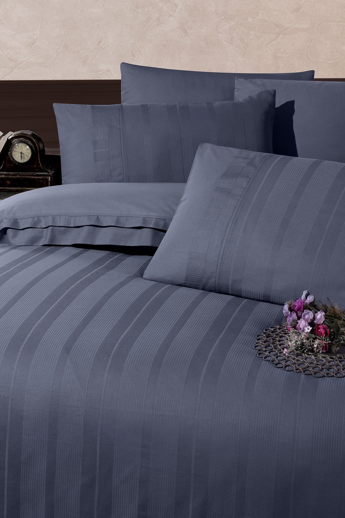 Glosland %100 Pamuk 150 TC (60 Tel) Deluxe Ranforce Nevresim Takımı Lacivert-2