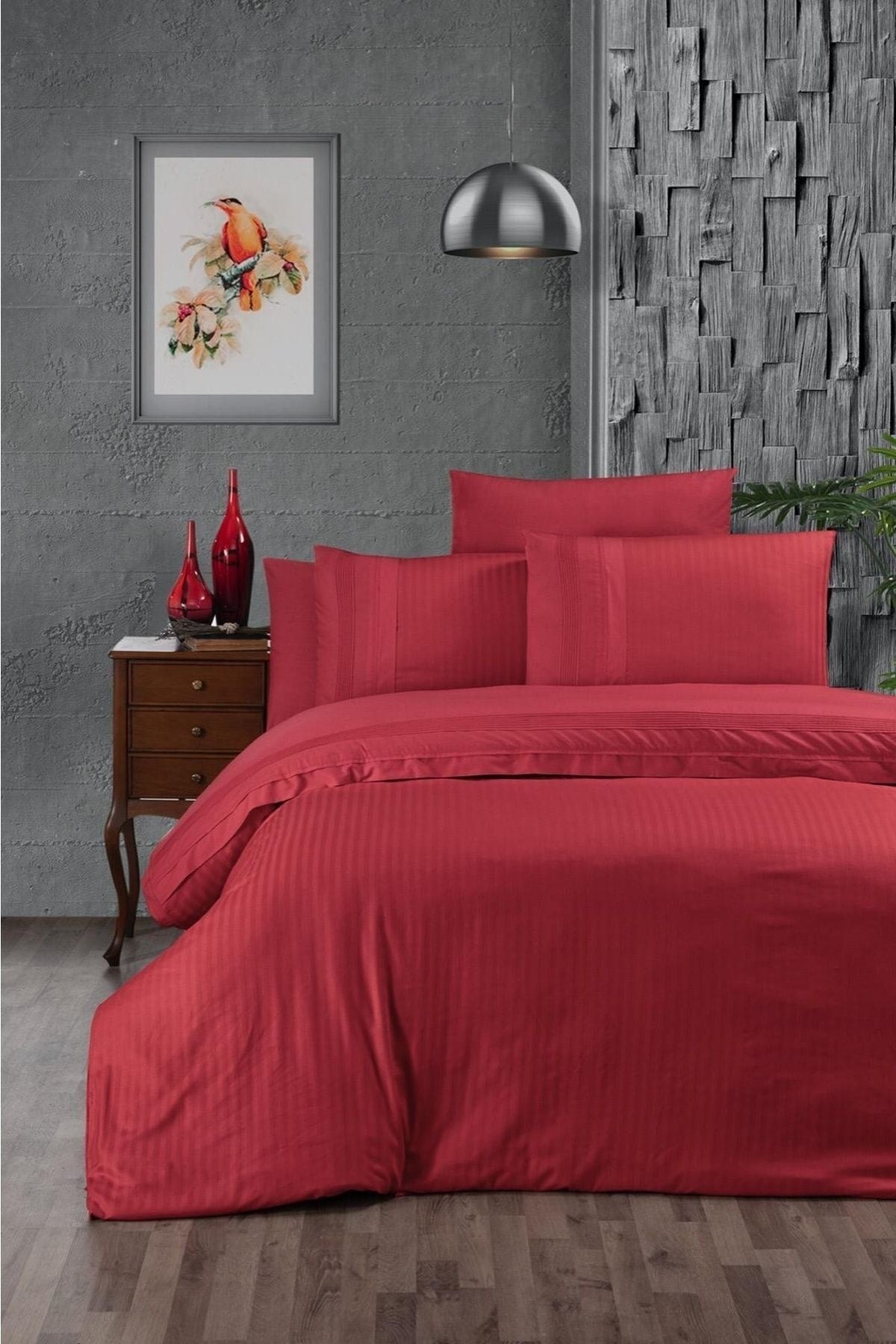Gala %100 Pamuk 150 TC (60 Tel) Deluxe Ranforce Nevresim Takımı Kırmızı