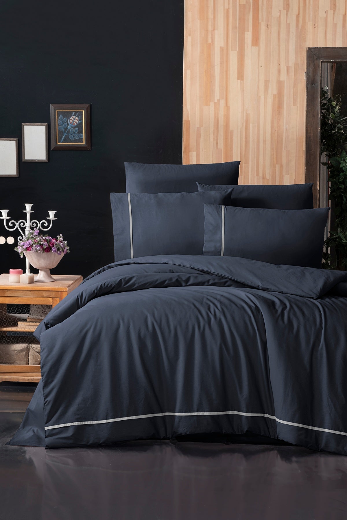 Alisa %100 Pamuk 150 TC (60 Tel) Deluxe Ranforce Nevresim Takımı Lacivert