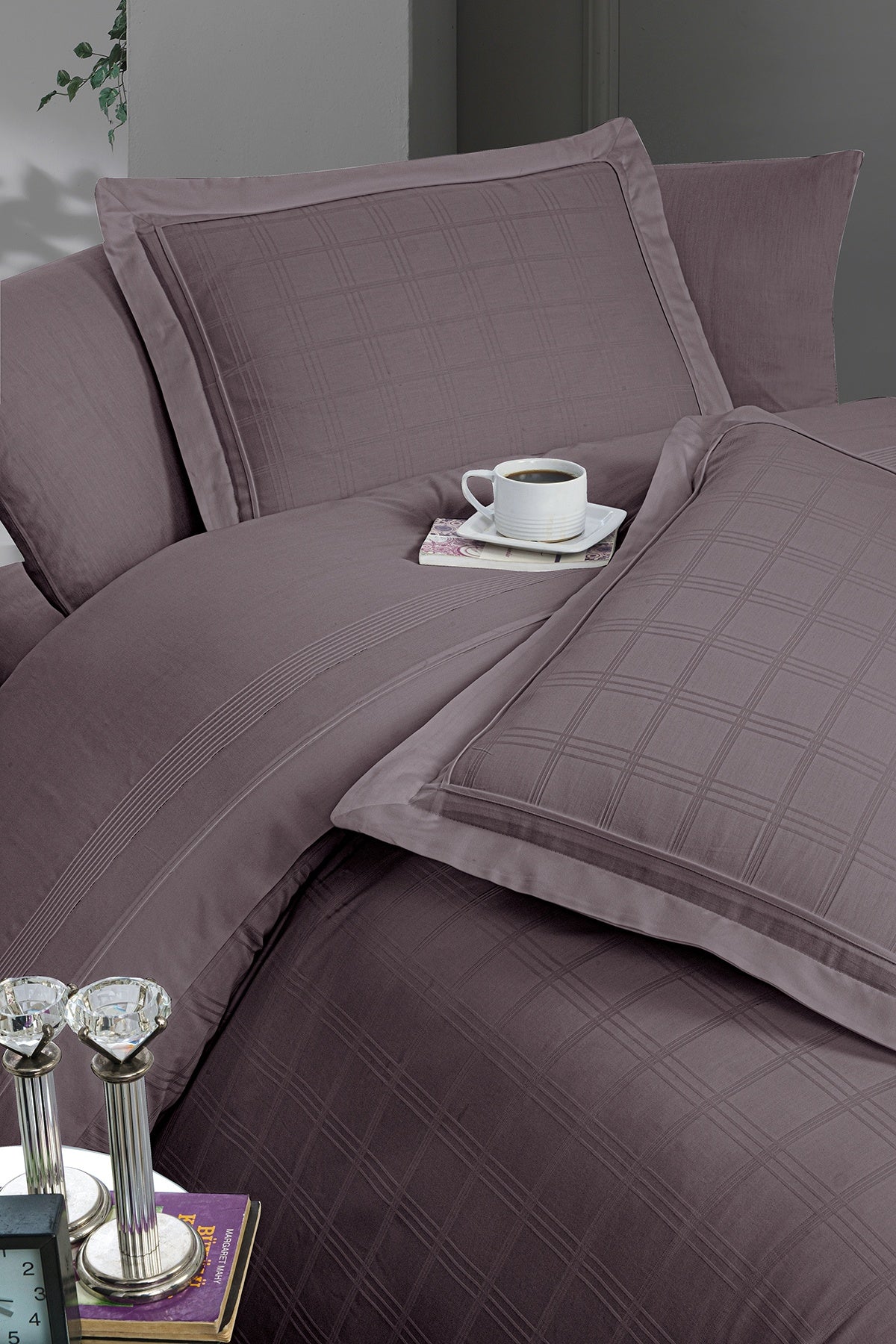Royce %100 Pamuk 200 TC (80 Tel) Deluxe Saten Nevresim Takımı Leylak-2