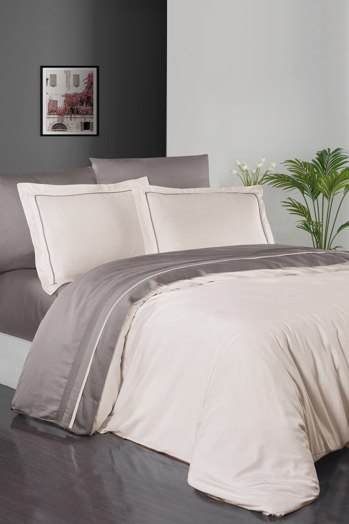 Serenity %100 Pamuk 200 TC (80 Tel) Deluxe Saten Nevresim Takımı Ekru