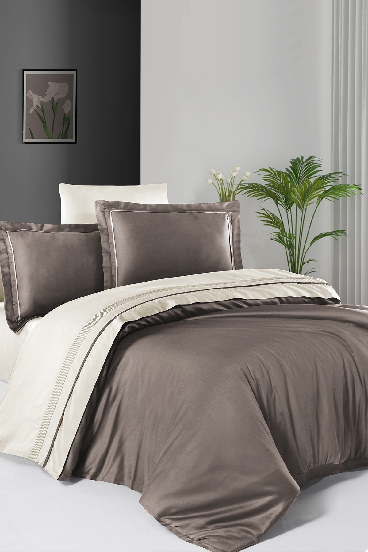 Serenity %100 Pamuk 200 TC (80 Tel) Deluxe Saten Nevresim Takımı Vizon