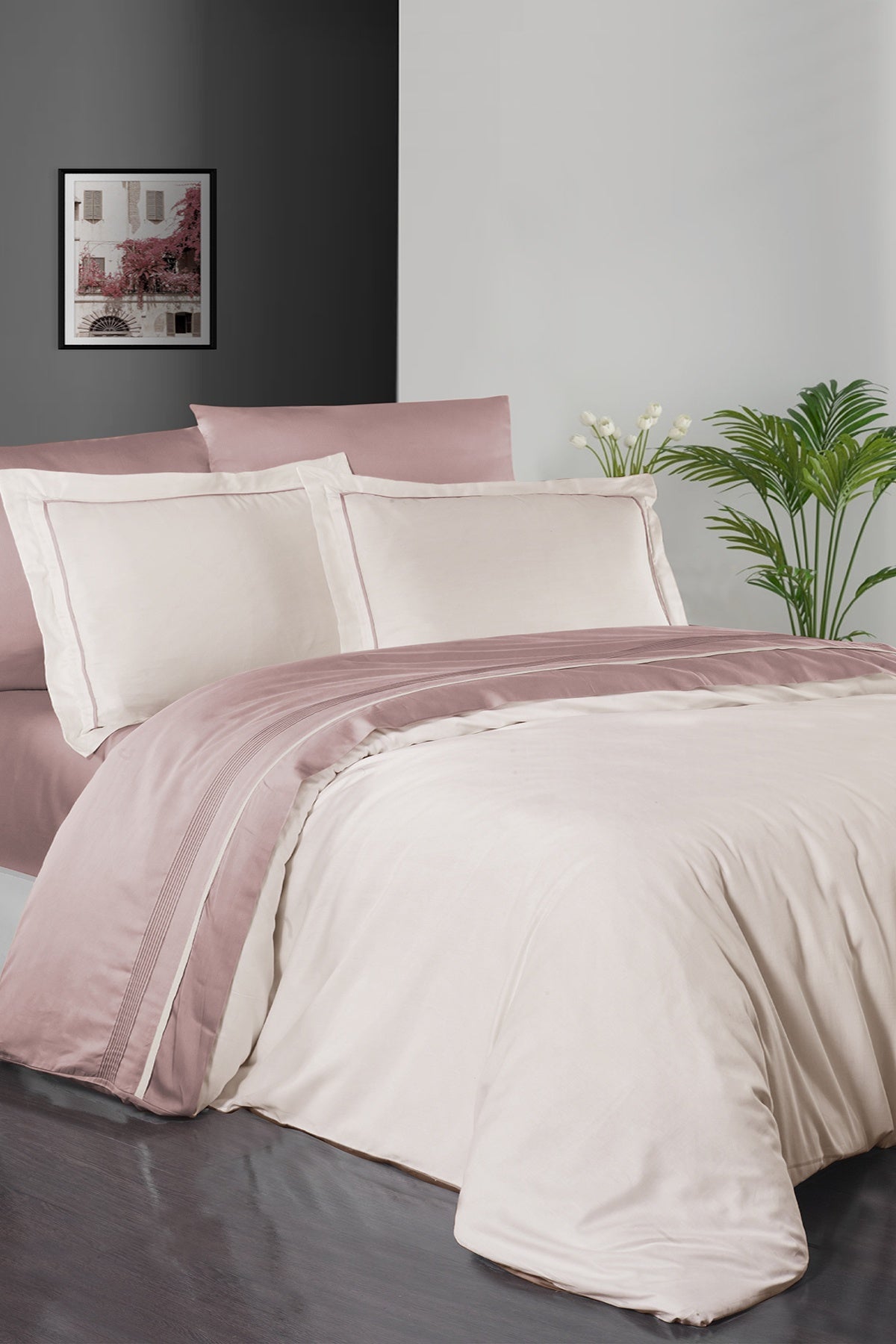 Serenity %100 Pamuk 200 TC (80 Tel) Deluxe Saten Nevresim Takımı Pudra