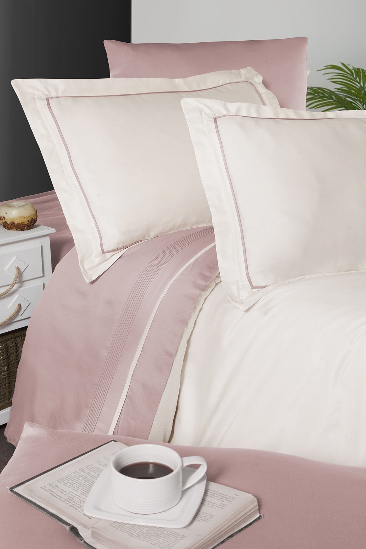Serenity %100 Pamuk 200 TC (80 Tel) Deluxe Saten Nevresim Takımı Pudra-2