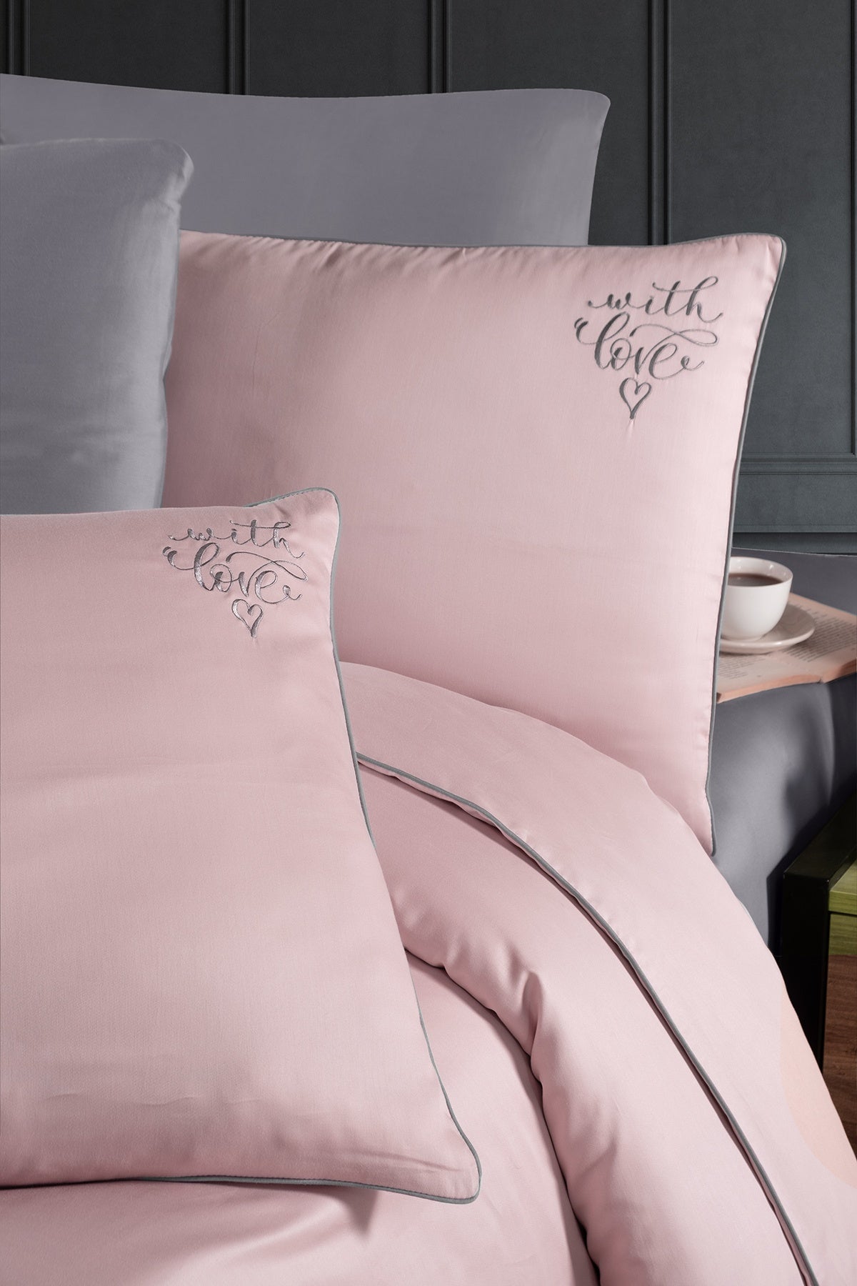 Timeless %100 Pamuk 200 TC (80 Tel) Deluxe Saten Nevresim Takımı Pudra-2