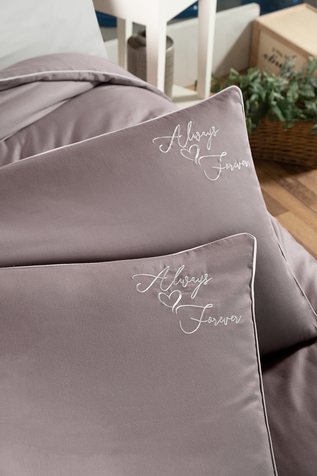 Timeless %100 Pamuk 200 TC (80 Tel) Deluxe Saten Nevresim Takımı Leylak-2