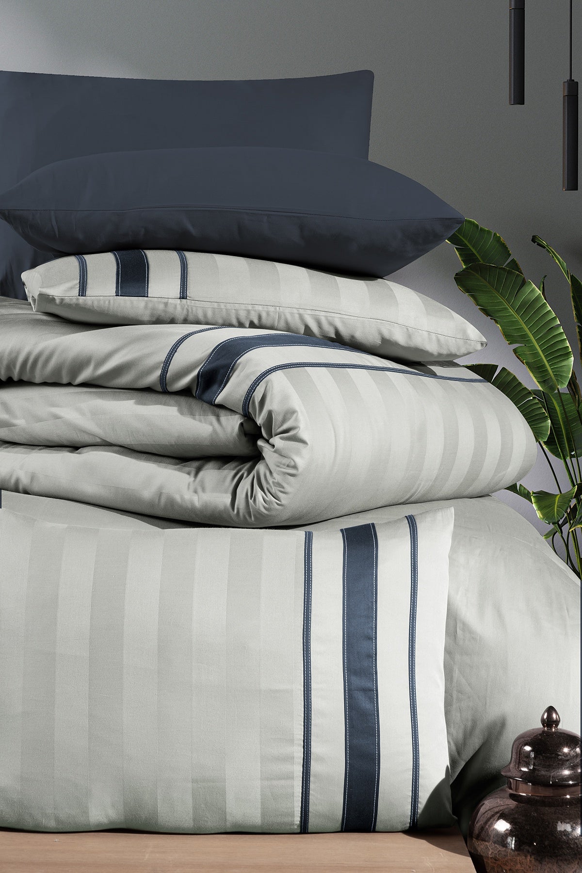 Artwel %100 Pamuk 200 TC (80 Tel) Deluxe Saten Nevresim Takımı Açık Gri-2