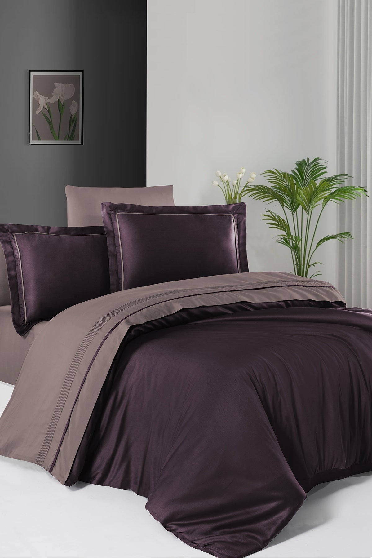 Serenity %100 Pamuk 200 TC (80 Tel) Deluxe Saten Nevresim Takımı Mor