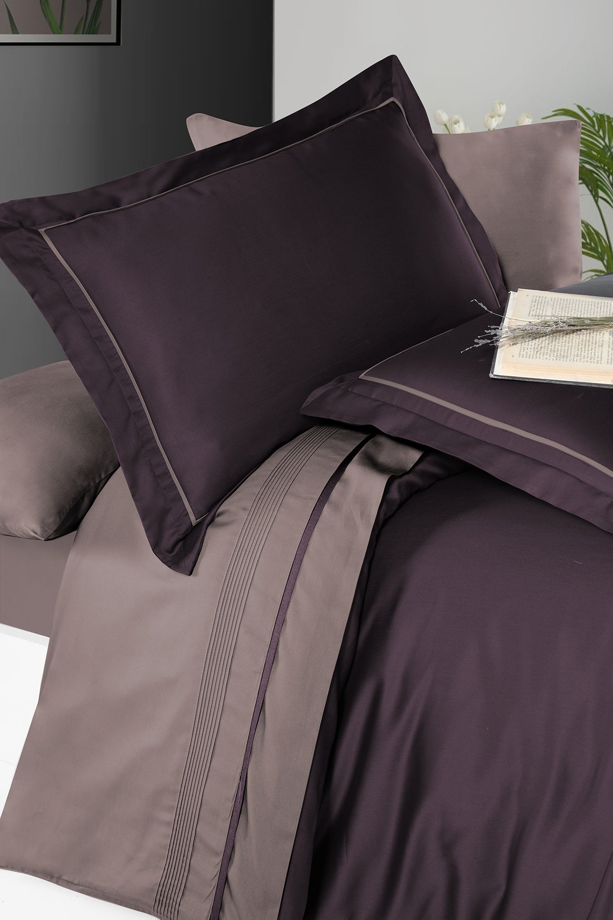 Serenity %100 Pamuk 200 TC (80 Tel) Deluxe Saten Nevresim Takımı Mor-2