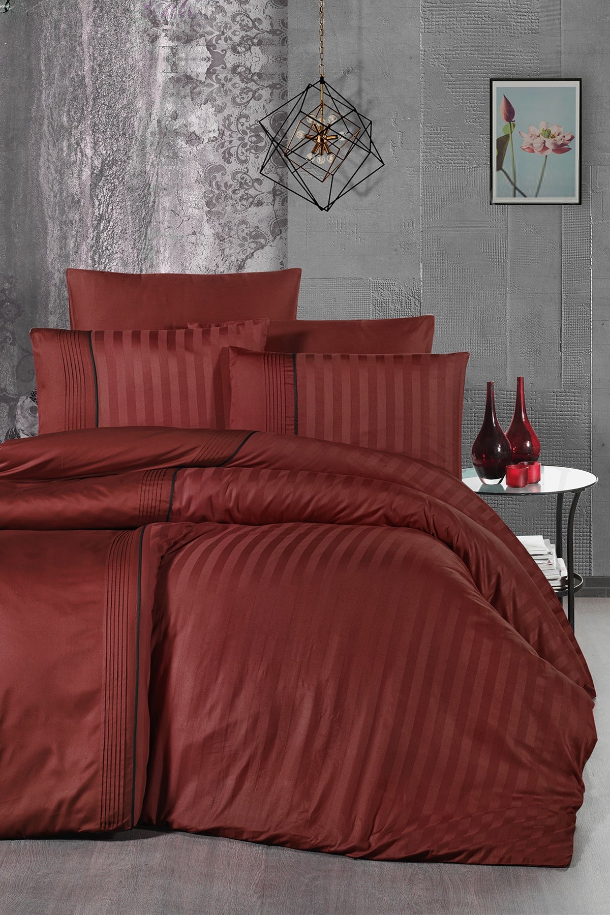 Modalife %100 Pamuk 200 TC (80 Tel) Deluxe Saten Nevresim Takımı Tarçın