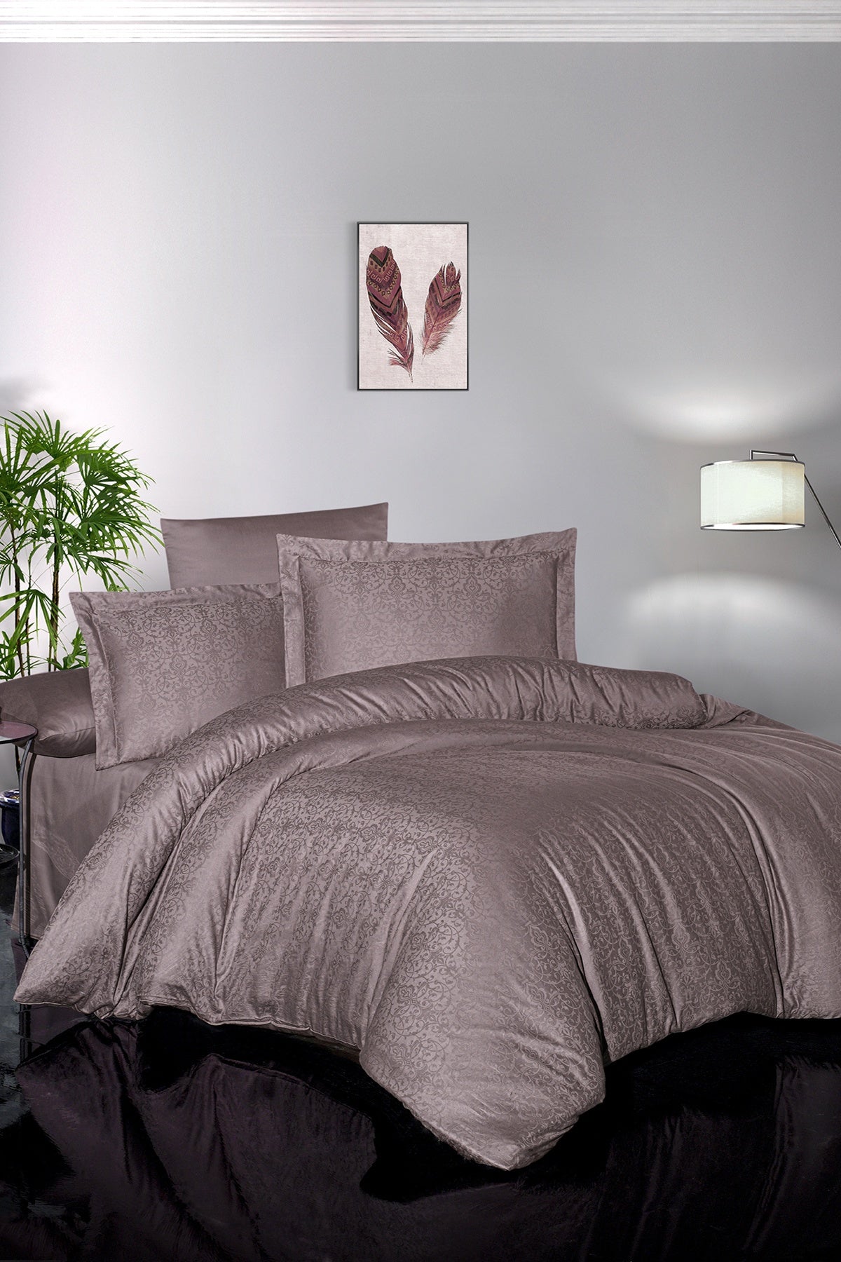 Athena %100 Pamuk Saten 200 TC (80 Tel) Jakarlı Nevresim Takımı Leylak