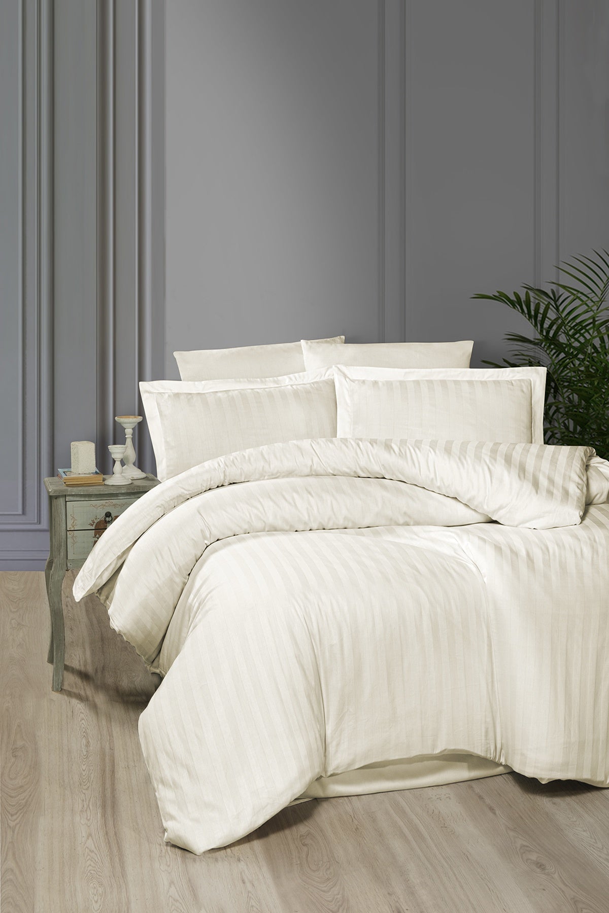 Broad Line %100 Pamuk Saten 200 TC (80 Tel) Nevresim Takımı Krem