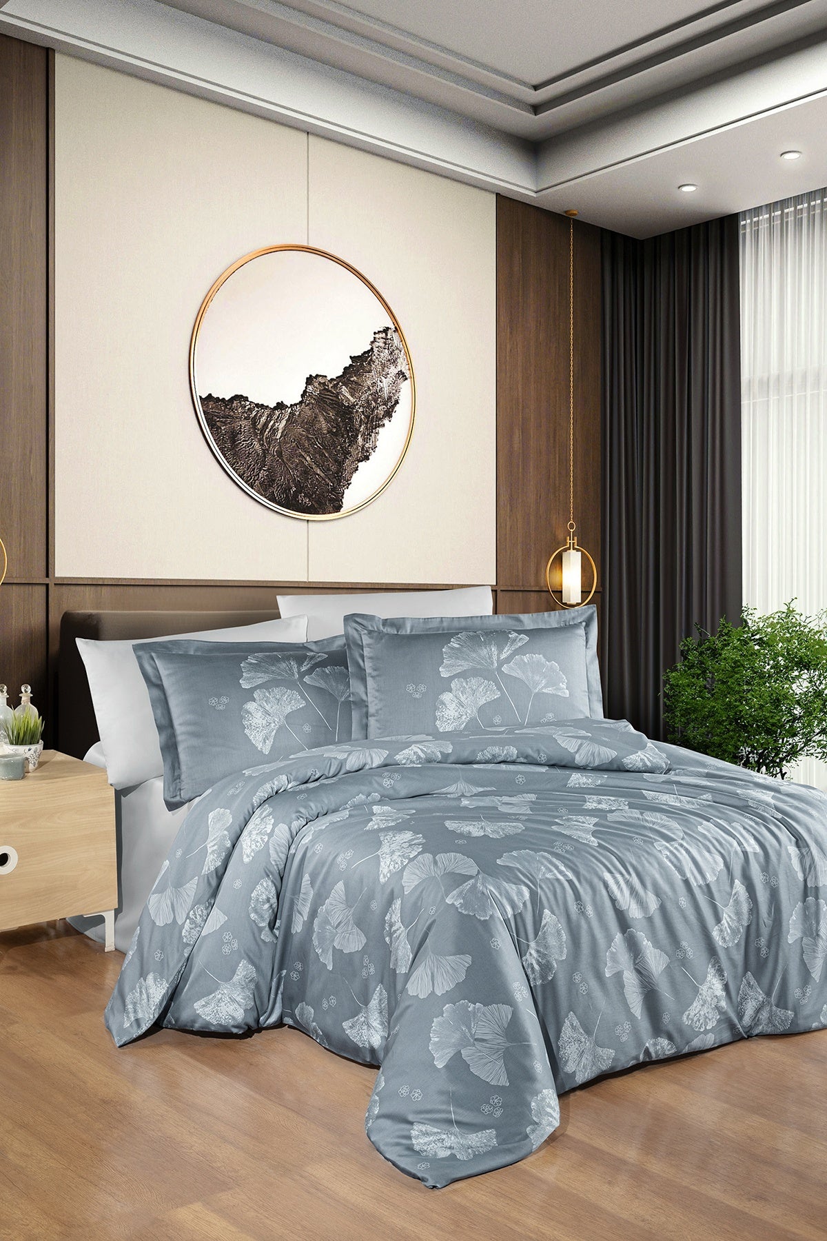Sofira %100 Pamuk Saten 200 TC (80 Tel) Nevresim Takımı Lacivert