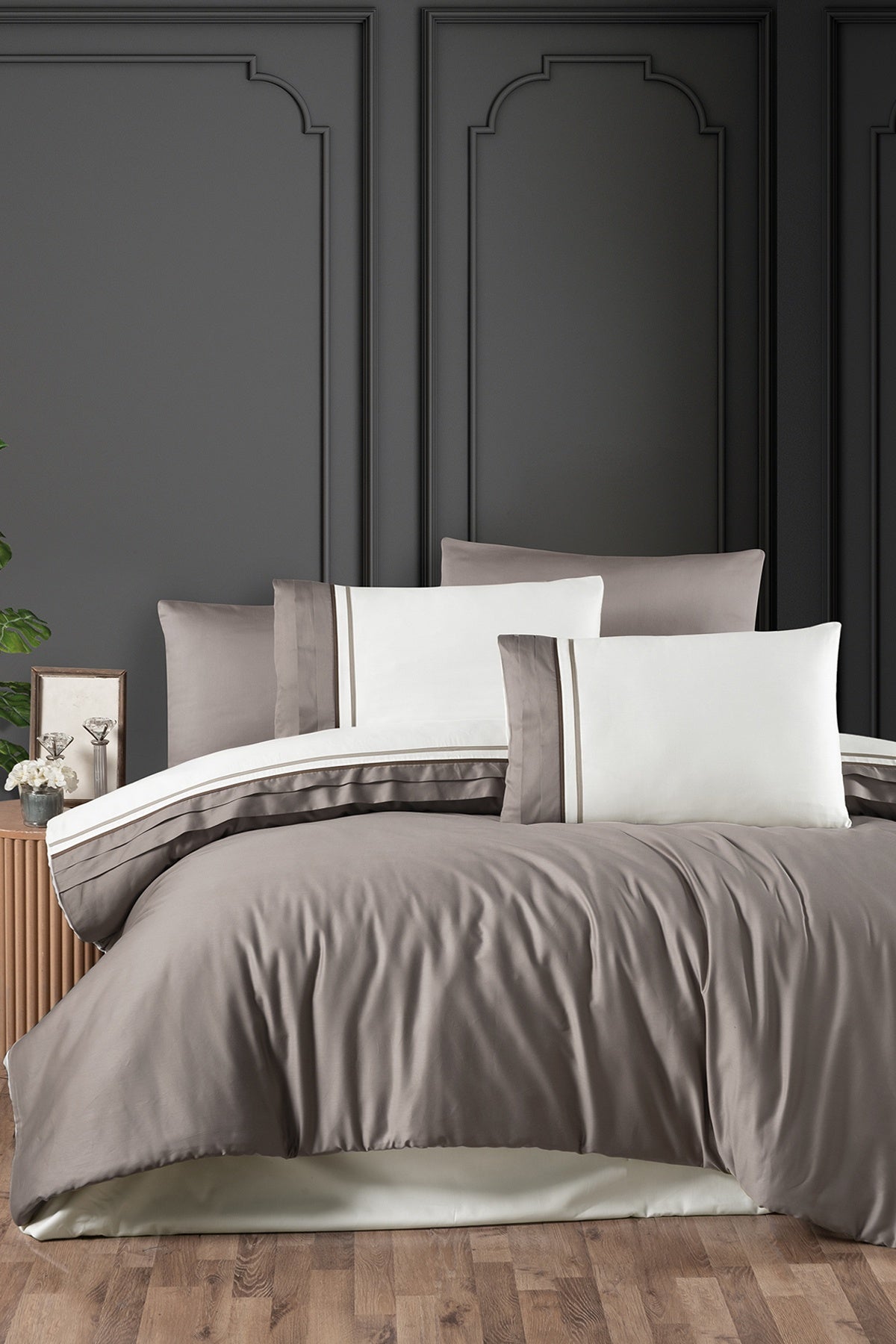 Groovy %100 Pamuk 200 TC Deluxe Saten (80 Tel) Nevresim Takımı Vizon