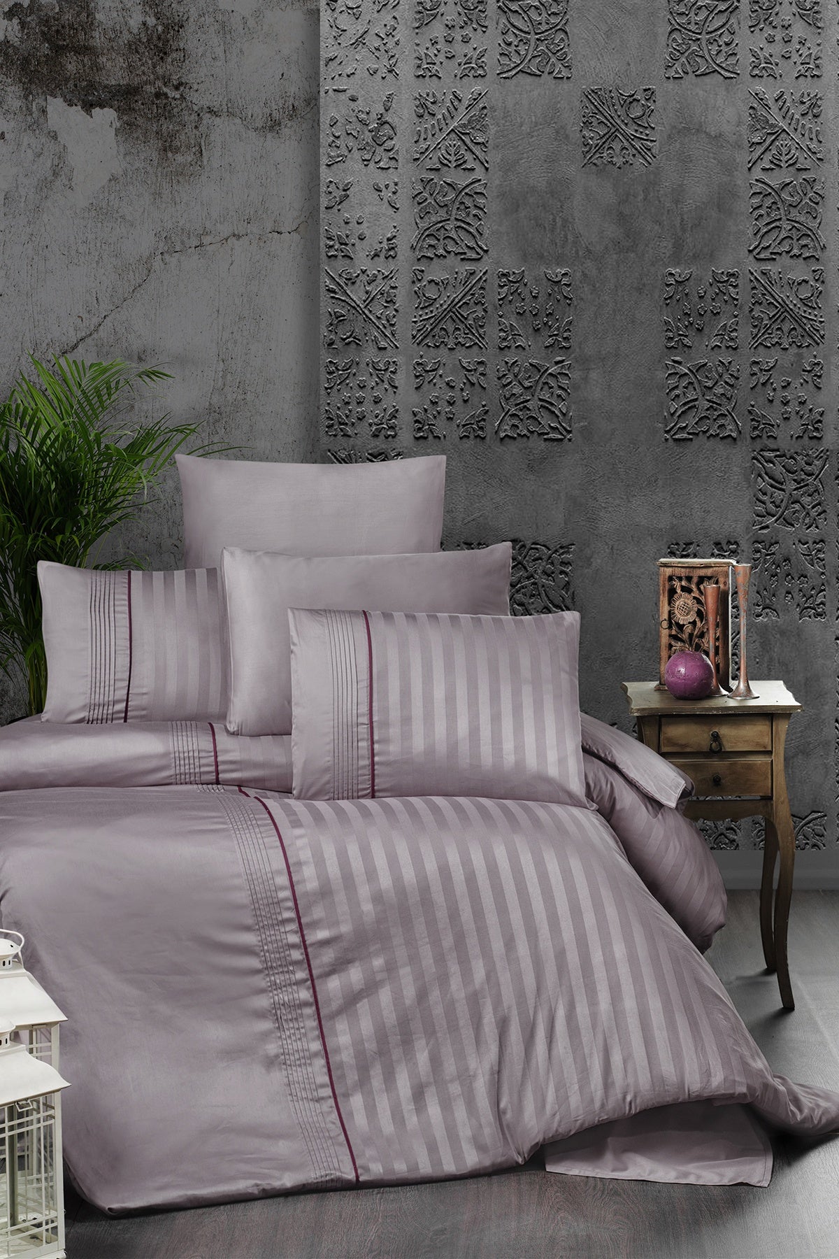 Modalife %100 Pamuk 200 TC (80 Tel) Deluxe Saten Nevresim Takımı Lavanta