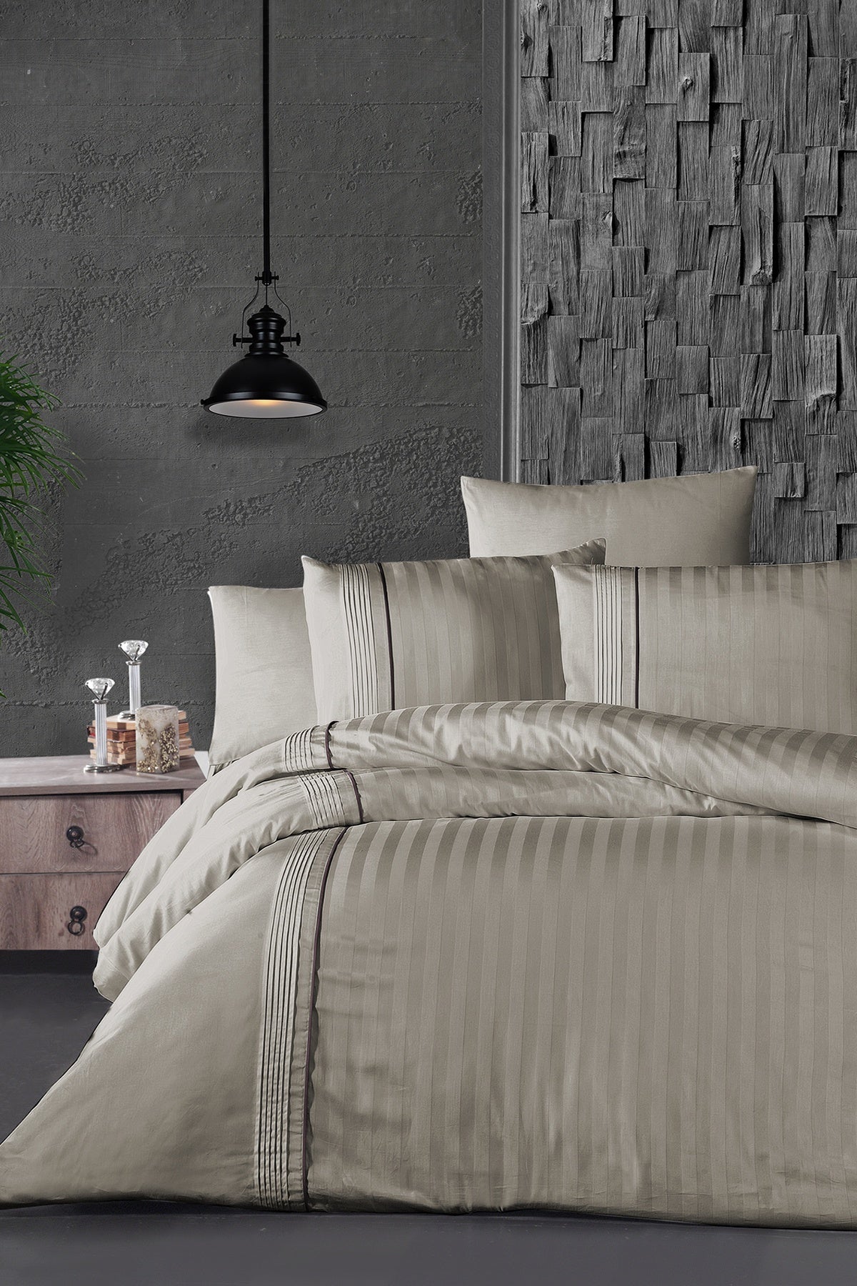 Modalife %100 Pamuk 200 TC (80 Tel) Deluxe Saten Nevresim Takımı Toprak