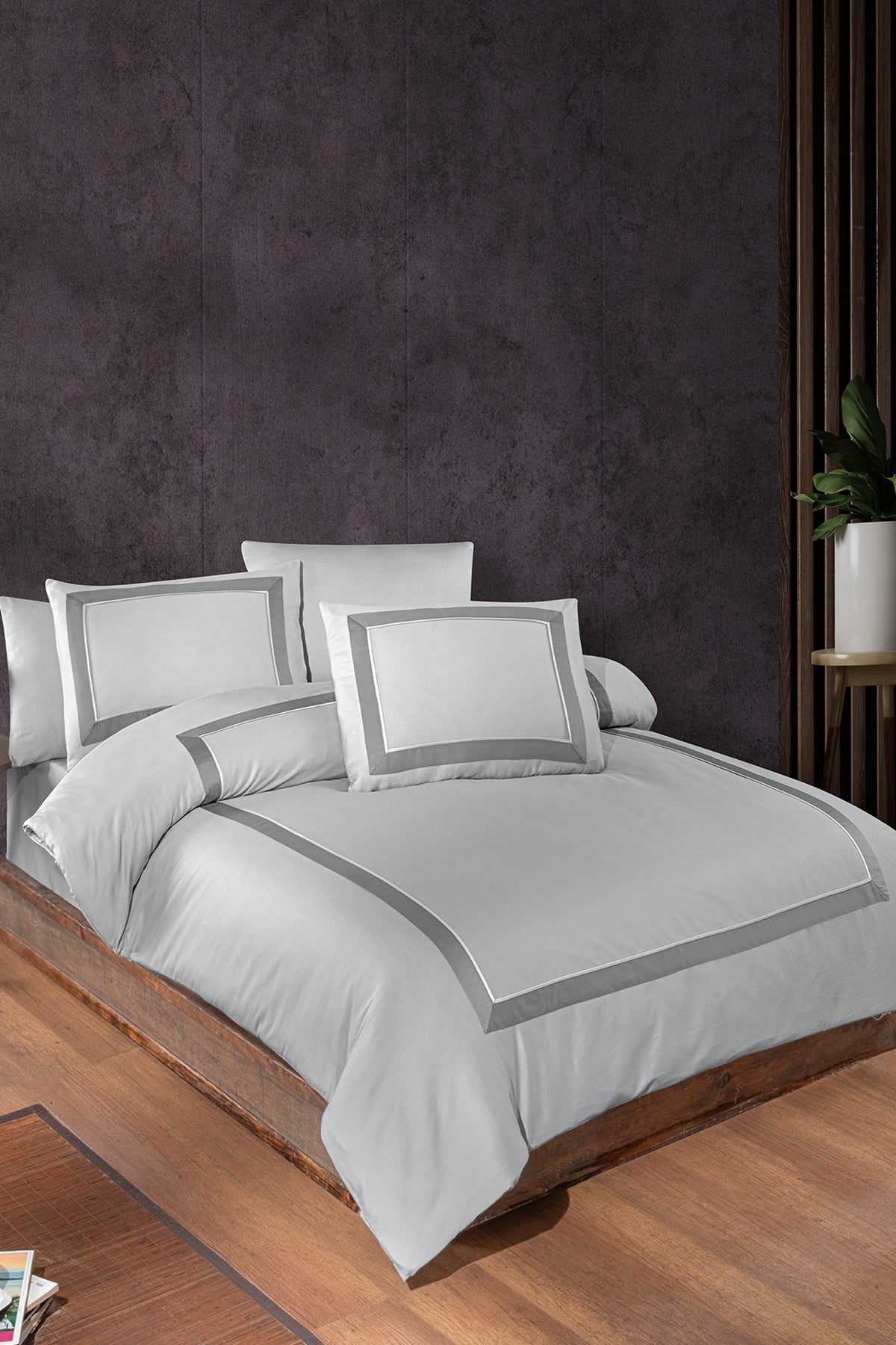 Belezza %100 Pamuk Deluxe Saten 200 TC (80 Tel) Nevresim Takımı Gri