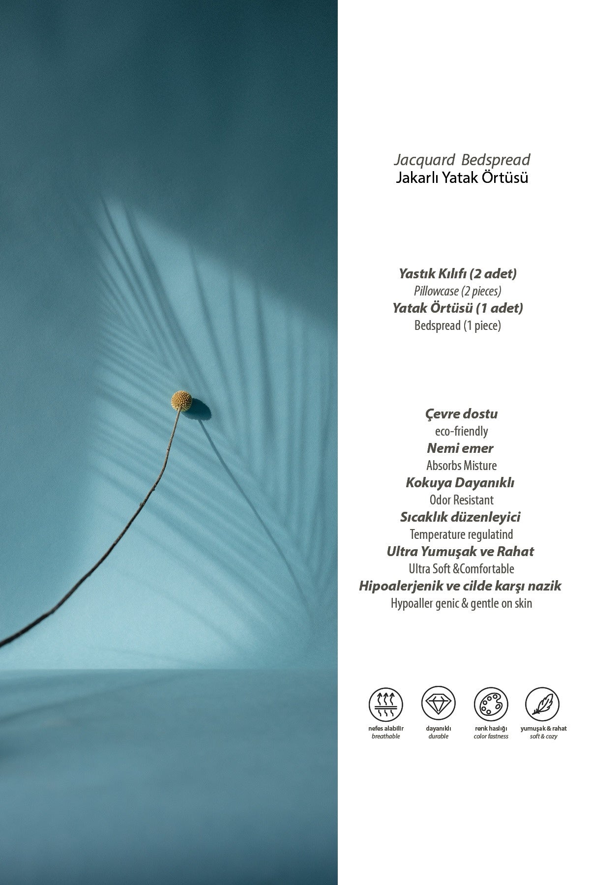 Rodya %100 Pamuk 6 Katlı Yatak Örtüsü + Yastık Seti Gri-3
