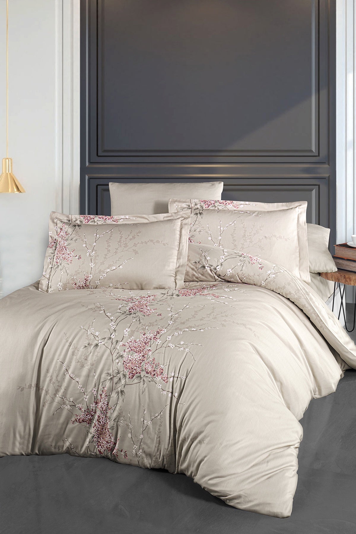 Wisteria %100 Pamuk Saten 200 TC (80 Tel) Nevresim Takımı Pudra