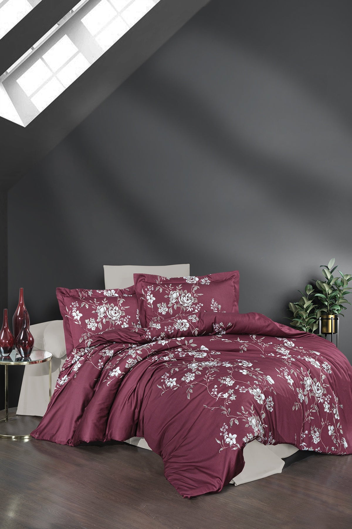 Arya %100 Pamuk Saten 200 TC (80 Tel) Nevresim Takımı Rose