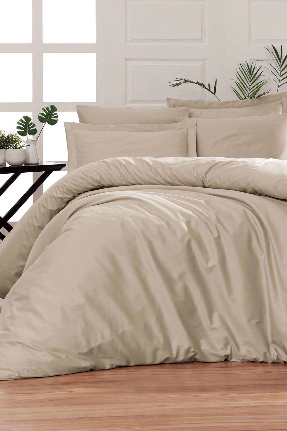 Snazzy %100 Pamuk Saten 200 TC (80 Tel) Nevresim Takımı Toprak