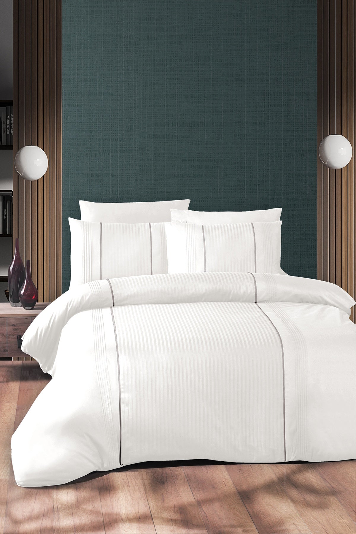 Elegant %100 Pamuk 150 TC (60 Tel) Deluxe Ranforce Nevresim Takımı Beyaz