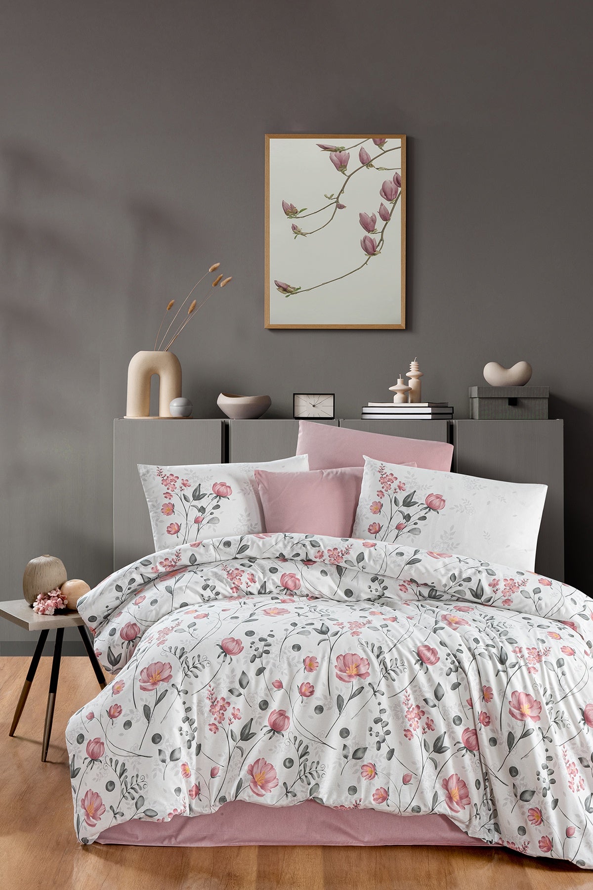 Nancy %100 Pamuk 150 TC (60 Tel) Ranforce Nevresim Takımı Pudra