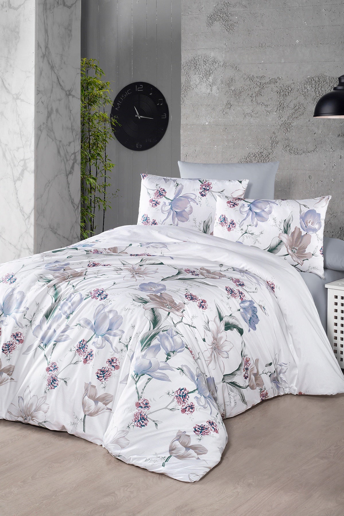 Layla %100 Pamuk 150 TC (60 Tel) Ranforce Nevresim Takımı Beyaz