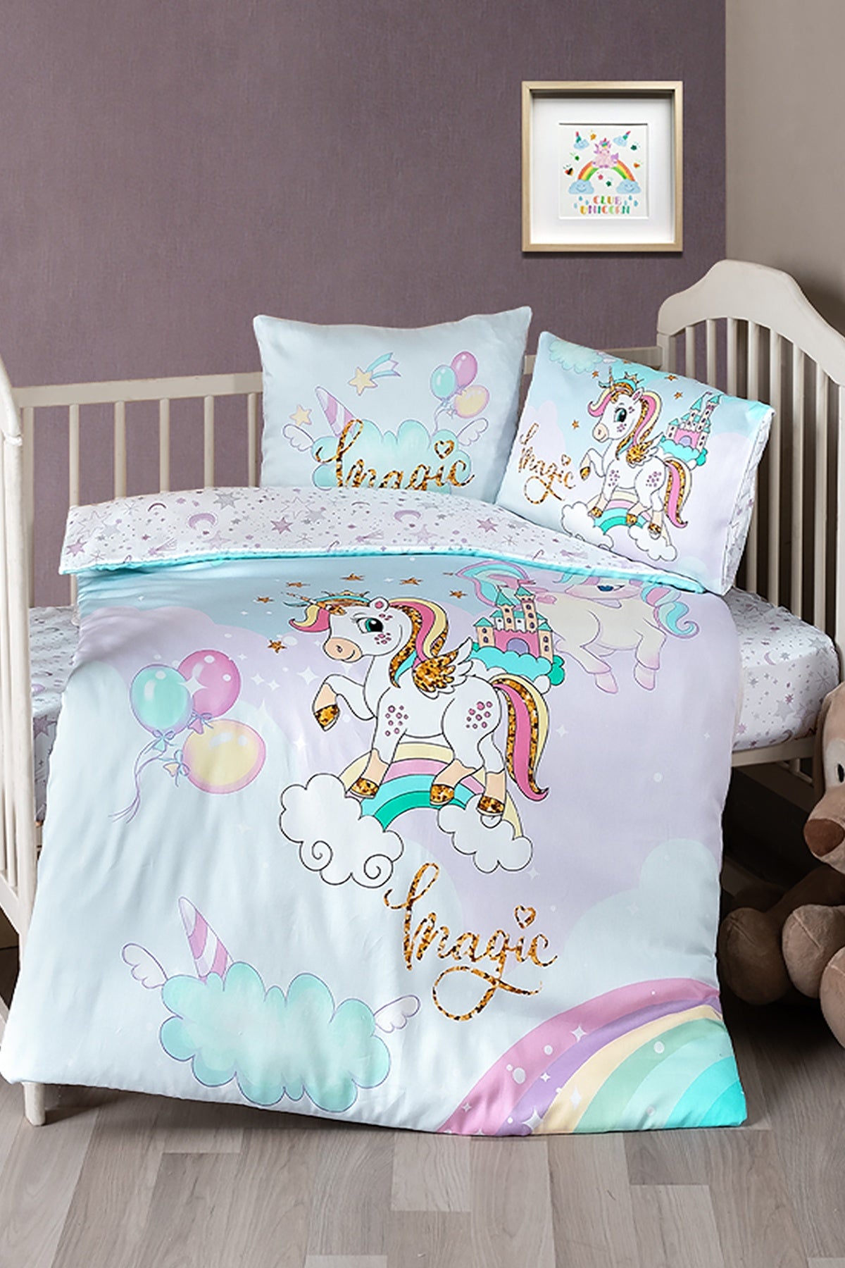 Magic %100 Pamuk Dijital Baskılı Bebek Nevresim Takımı Pembe